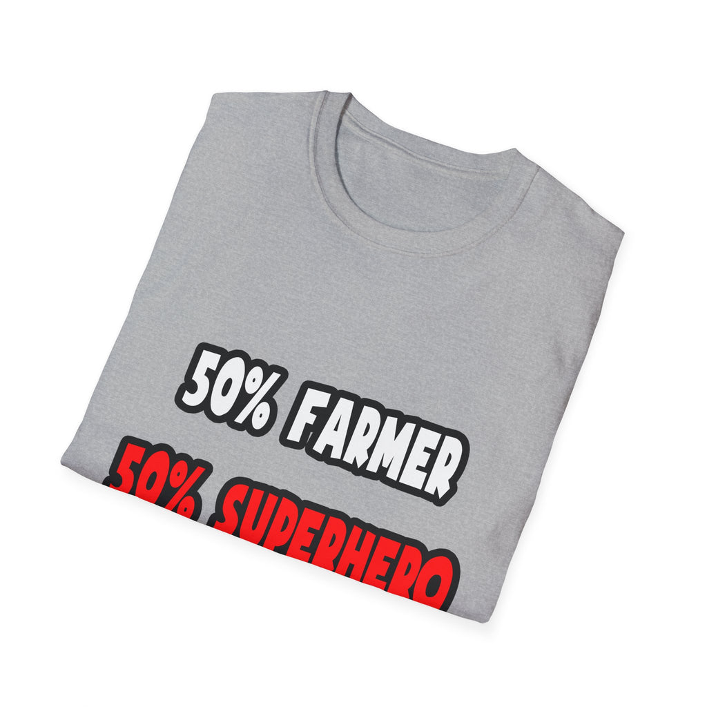 Half Farmer ... Half Superhero - Unisex Softstyle T-Shirt