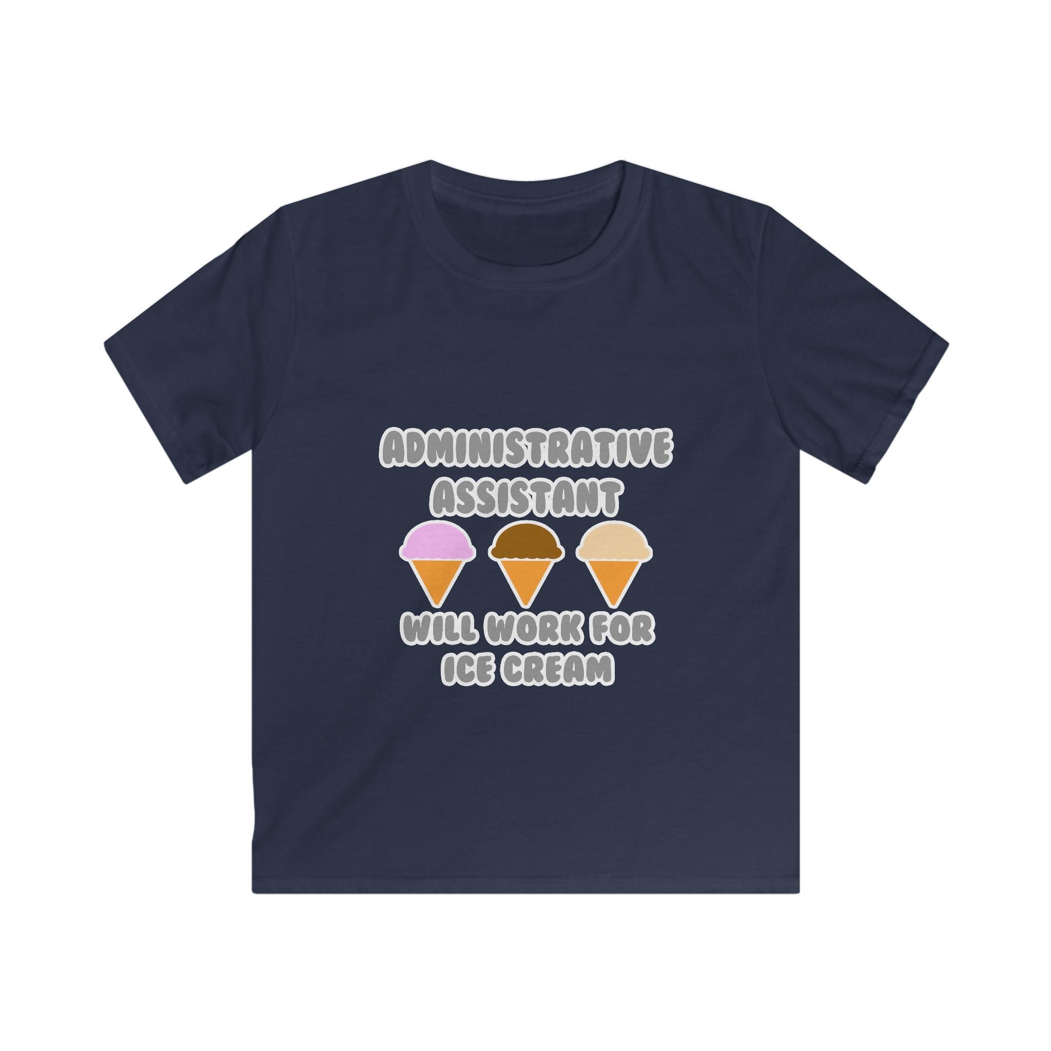 Administrative Asst ... Will Work For Ice Cream - Kids Softstyle Tee