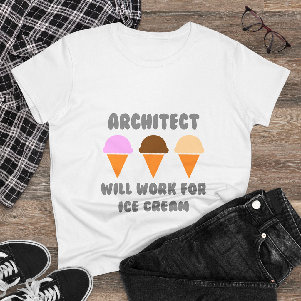 Architect ... Will Work For Ice Cream - Women's Midweight Cotton Tee