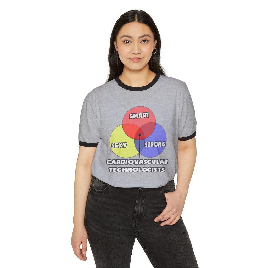 Venn Diagram .. Cardiovascular Technologists - Unisex Cotton Ringer T-Shirt