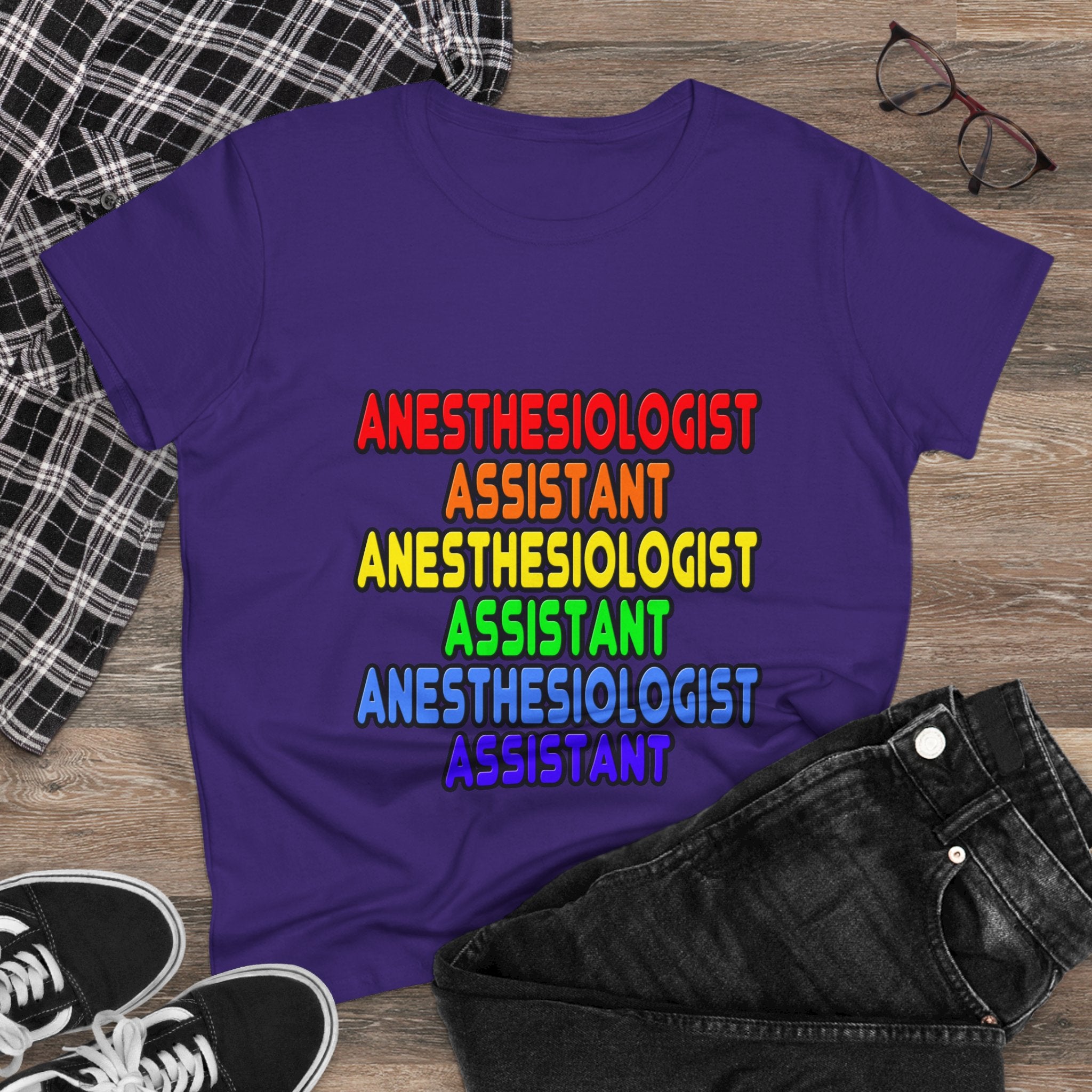 Rainbow Anesthesiologist Assistant - Women's Midweight Cotton Tee