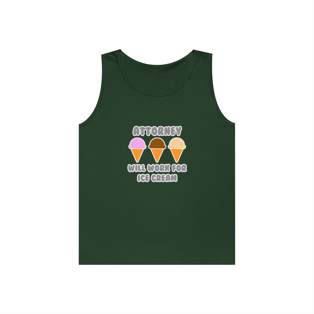 Attorney ... Will Work For Ice Cream - Unisex Heavy Cotton Tank Top