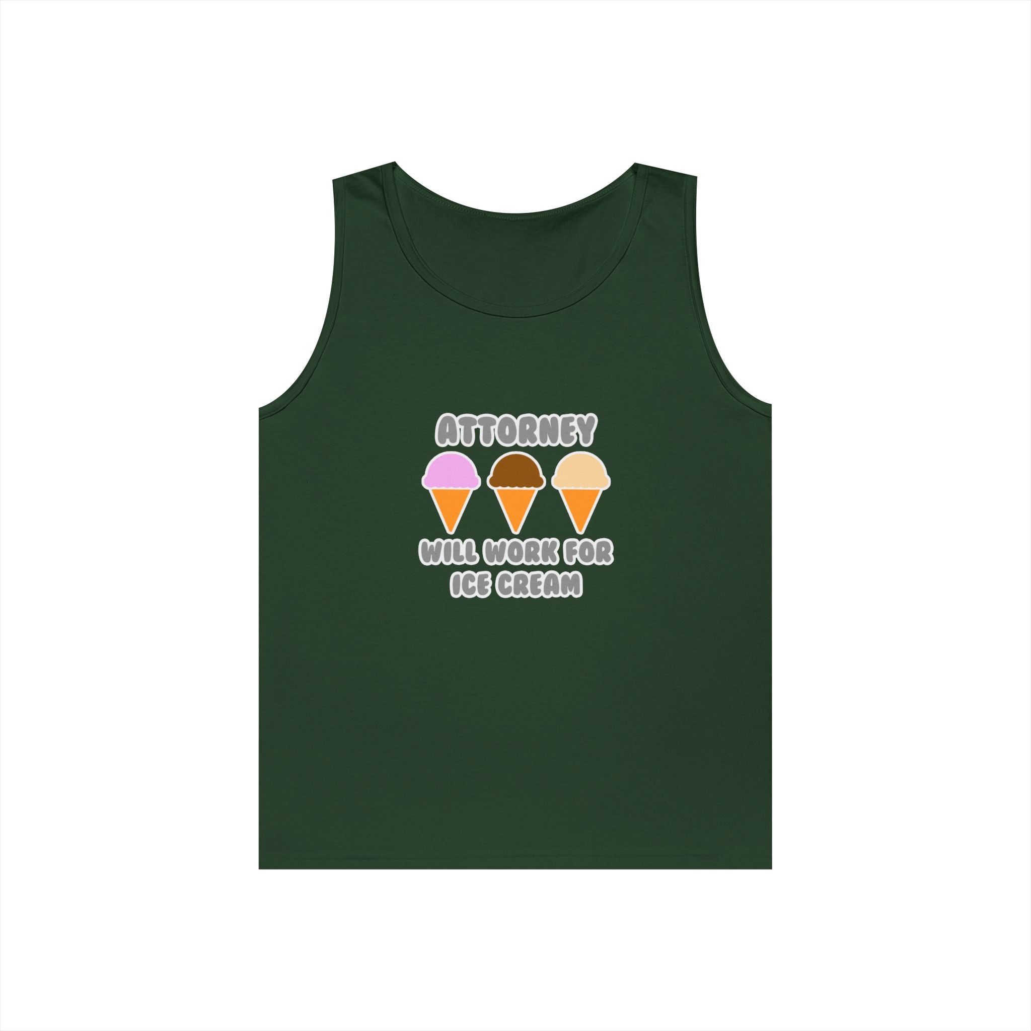 Attorney ... Will Work For Ice Cream - Unisex Heavy Cotton Tank Top