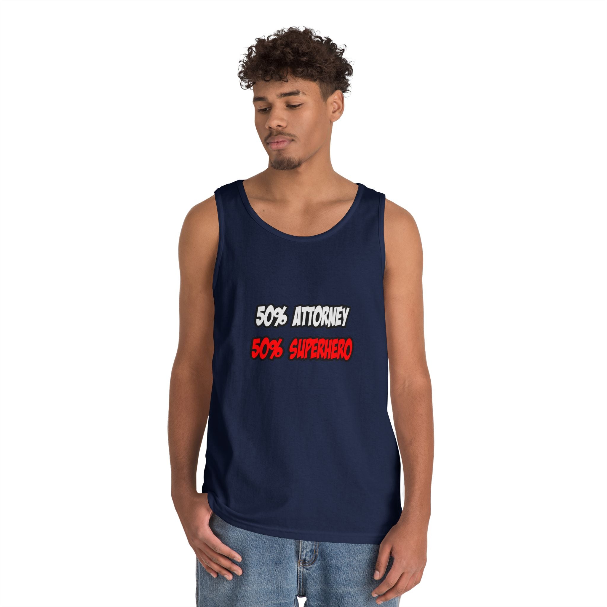 Half Attorney...Half Superhero - Unisex Heavy Cotton Tank Top