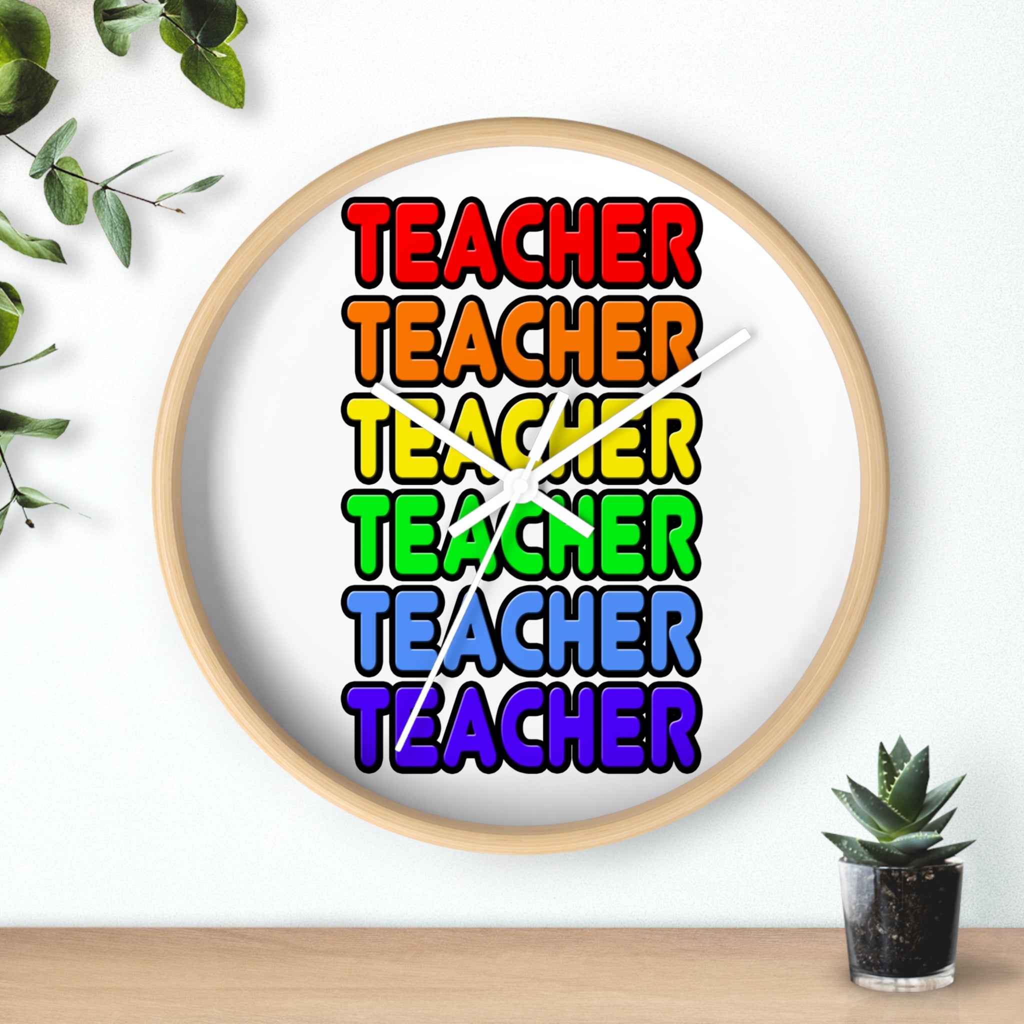 Rainbow Teacher - Wall Clock