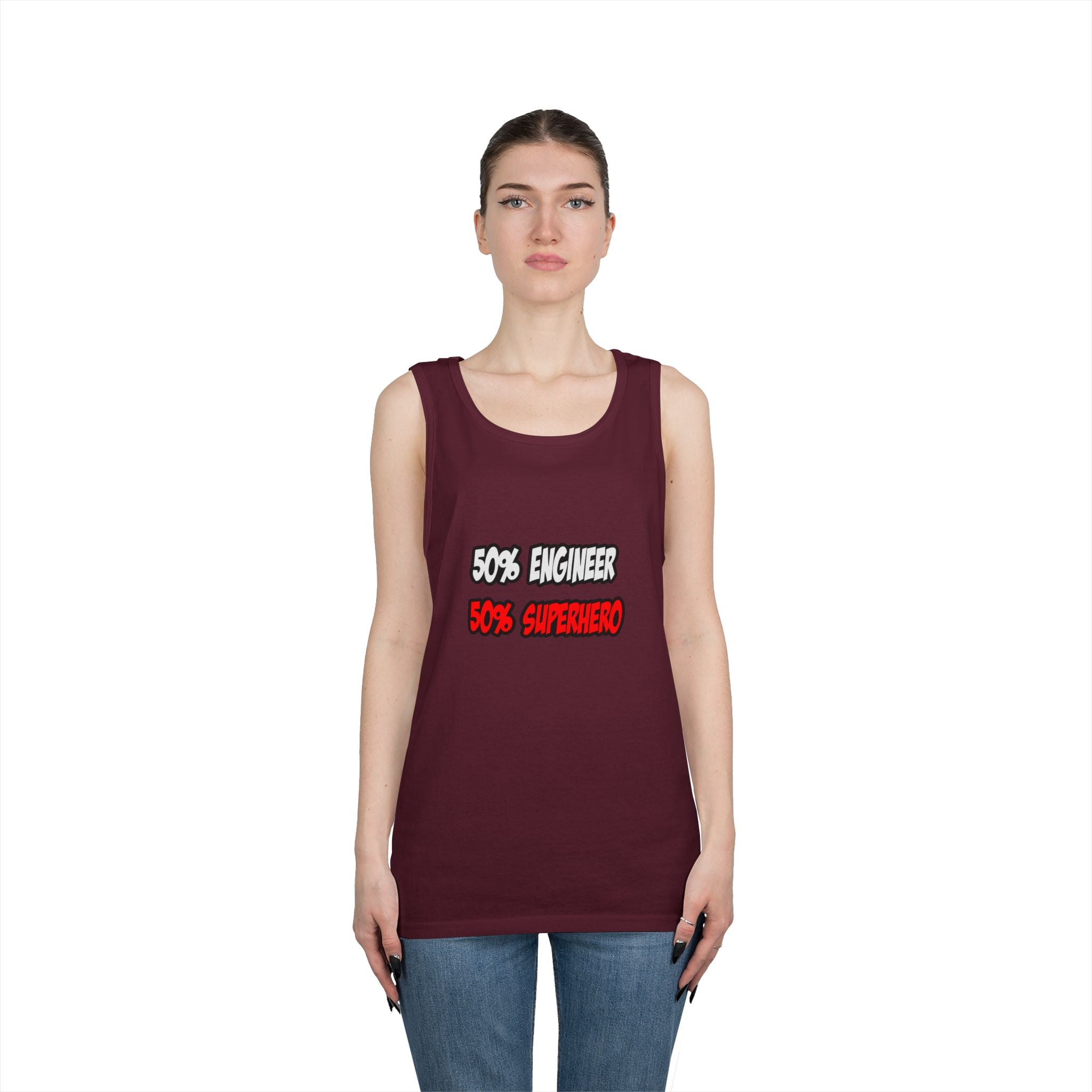 Half Engineer...Half Superhero - Unisex Heavy Cotton Tank Top