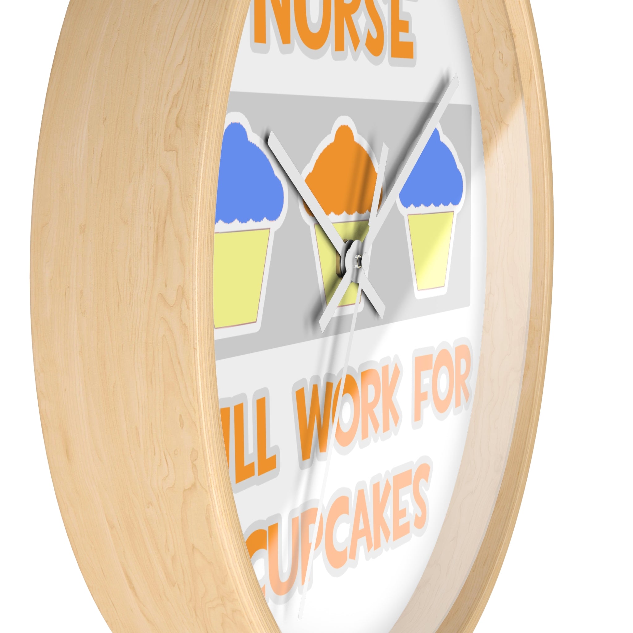 Nurse ... Will Work For Cupcakes - Wall Clock