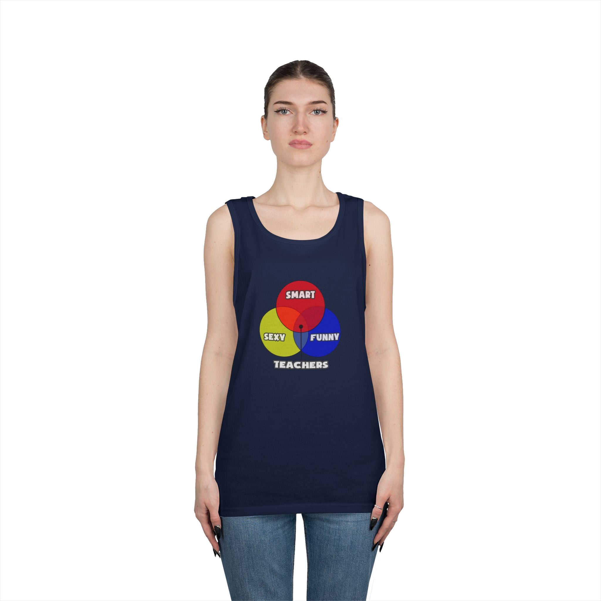 Venn Diagram .. Teachers - Unisex Heavy Cotton Tank Top