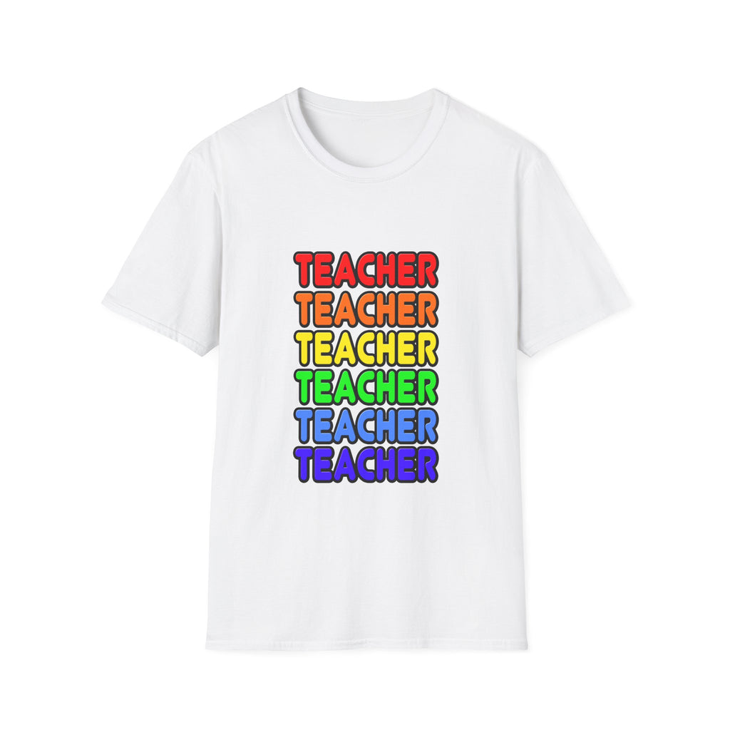 Rainbow Teacher - Unisex Softstyle T-Shirt