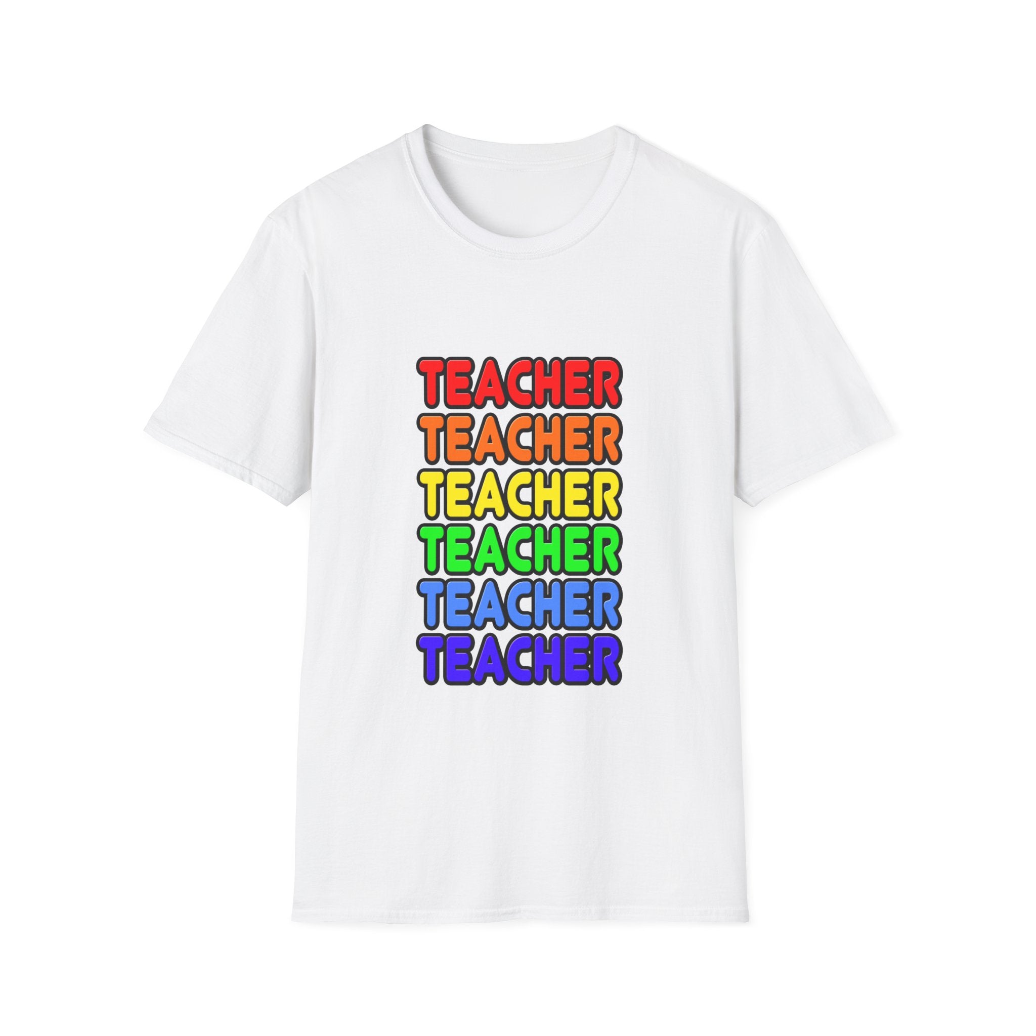Rainbow Teacher - Unisex Softstyle T-Shirt