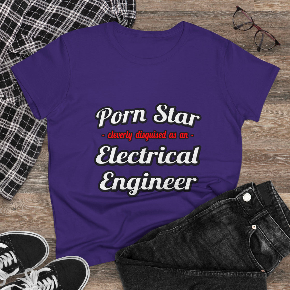 Porn Star...Electrical Engineer - Women's Midweight Cotton Tee
