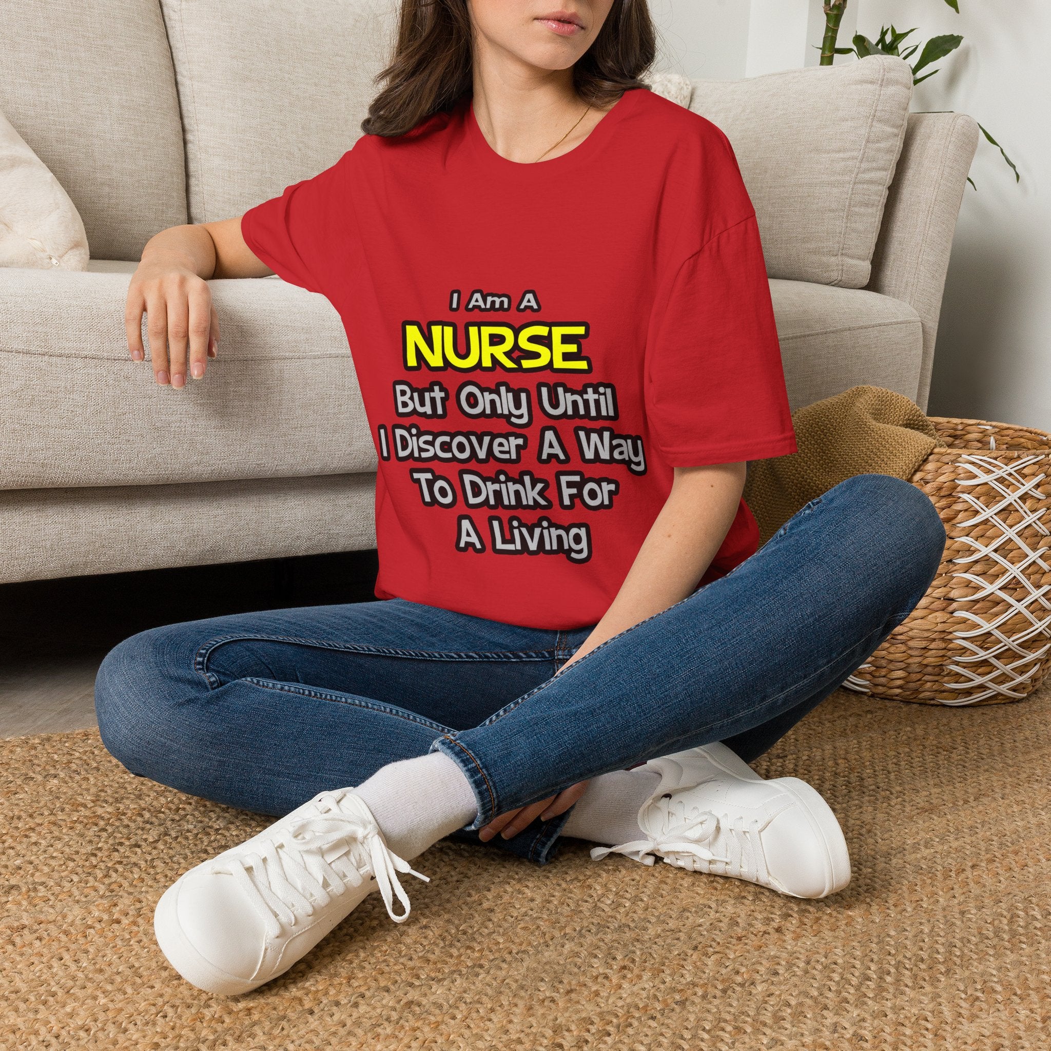 Nurse Joke .. Drink for a Living - Unisex Softstyle T-Shirt