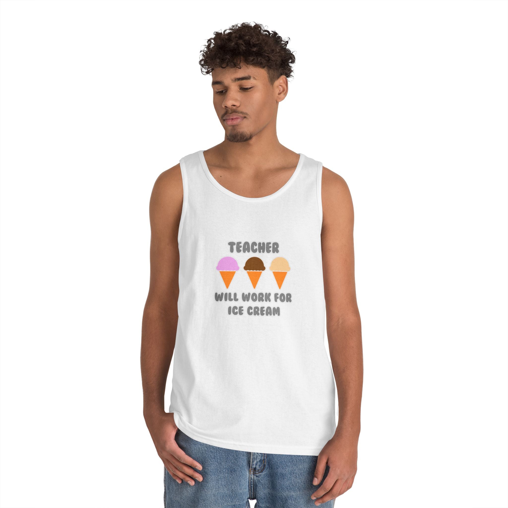 Teacher ... Will Work For Ice Cream - Unisex Heavy Cotton Tank Top