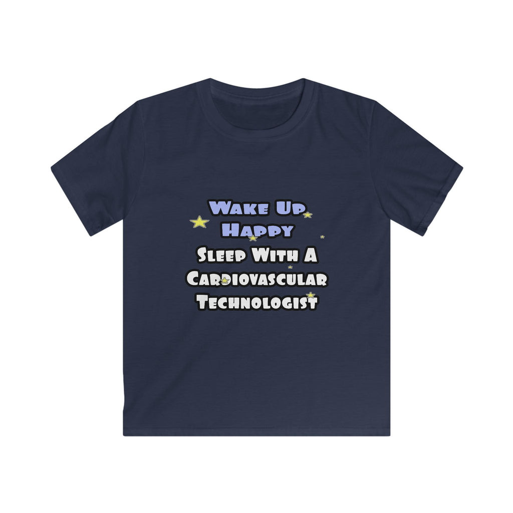 Wake Up Happy .. Sleep With Cardiovascular Tech - Kids Softstyle Tee