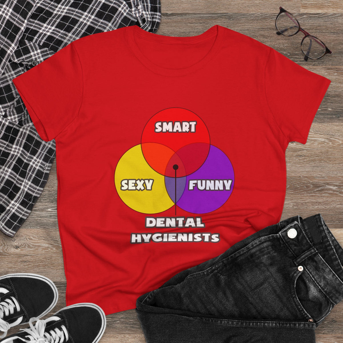 Venn Diagram .. Dental Hygienist - Women's Midweight Cotton Tee