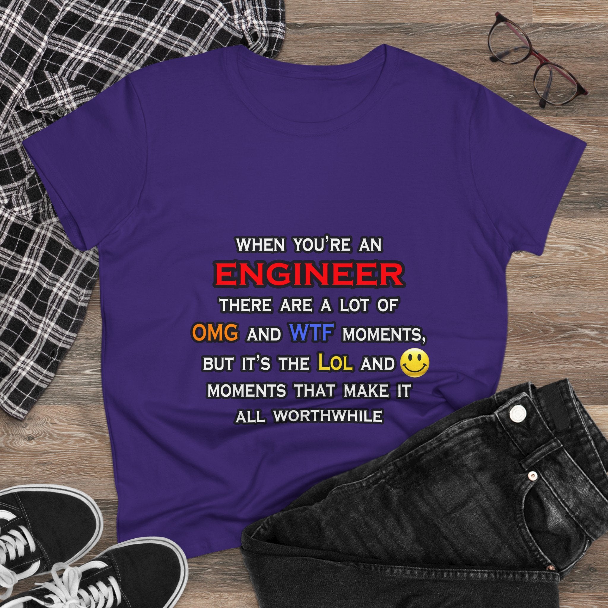 Engineer ... OMG WTF LOL - Women's Midweight Cotton Tee