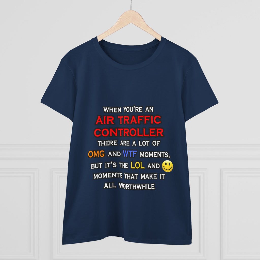 Funny Air Traffic Controller ... OMG WTF LOL - Women's Midweight Cotton Tee