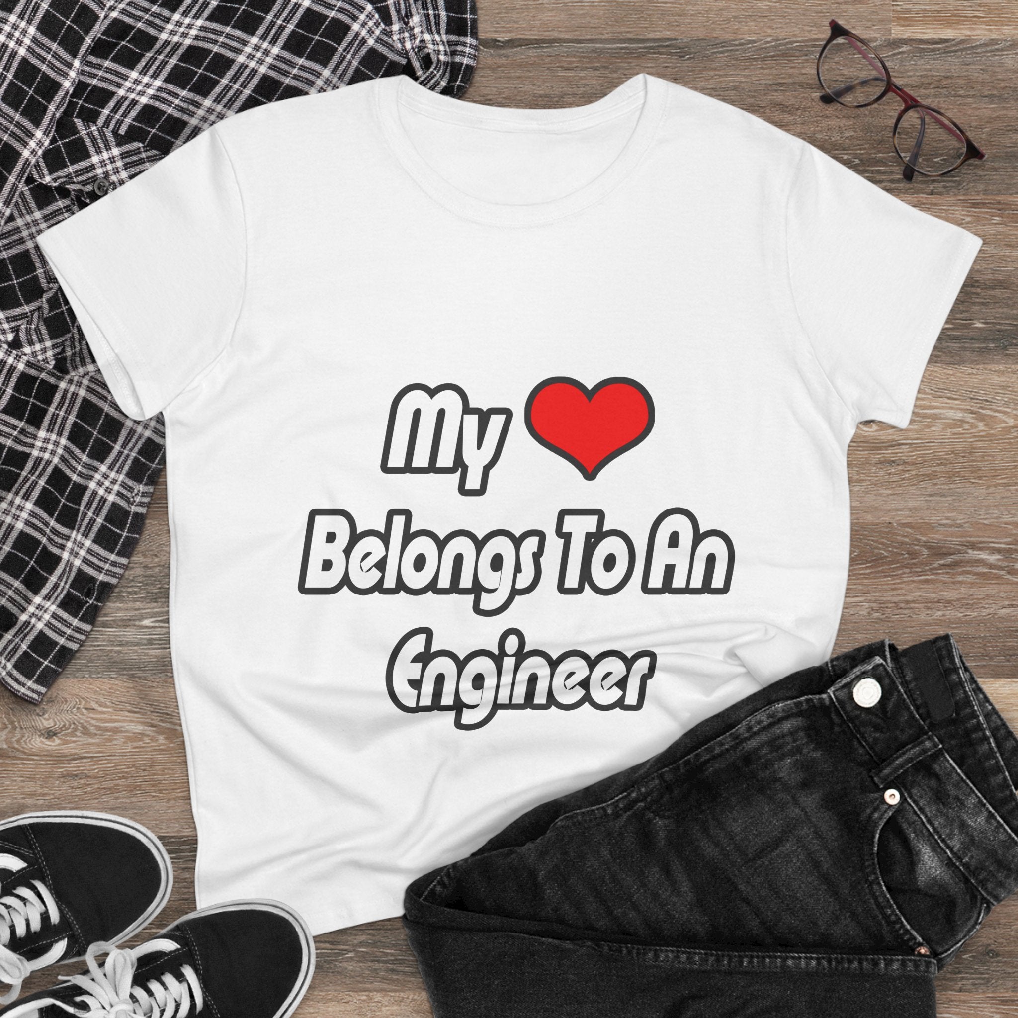 My Heart Belongs To An Engineer - Women's Midweight Cotton Tee