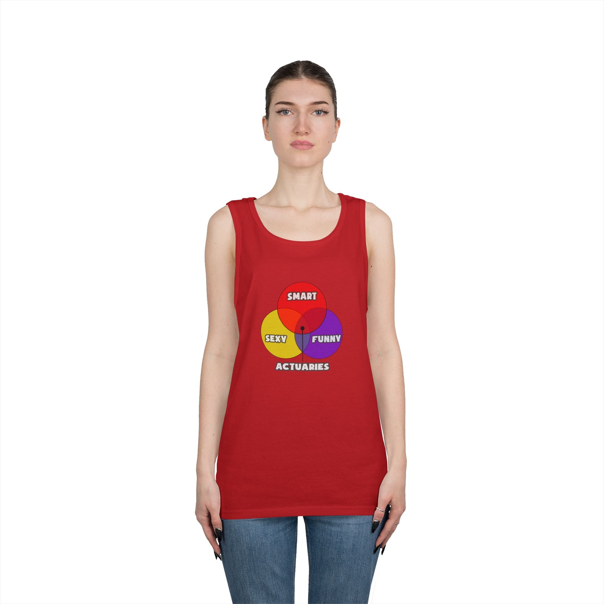 Venn Diagram .. Actuaries - Unisex Heavy Cotton Tank Top