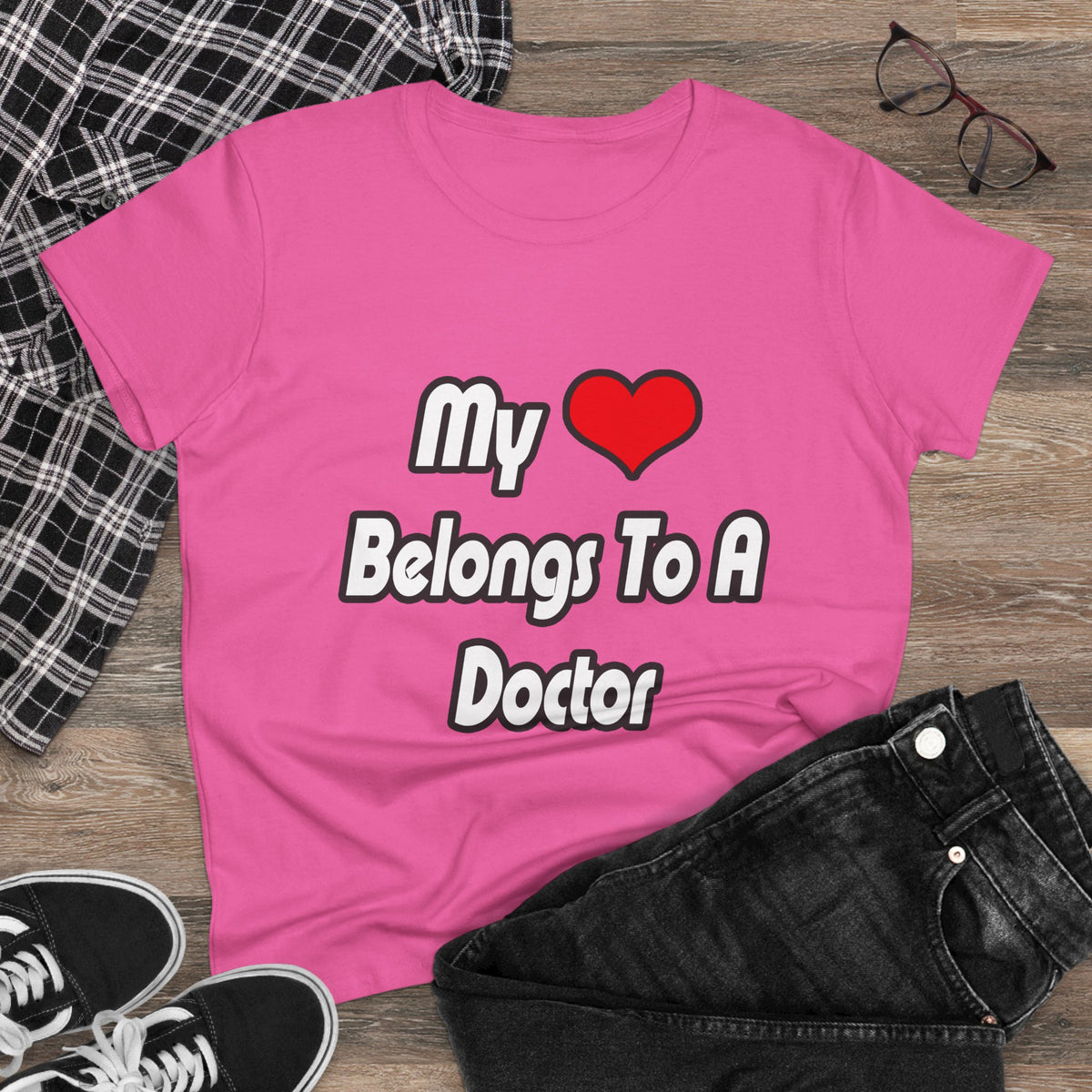 My Heart Belongs To A Doctor - Women's Midweight Cotton Tee