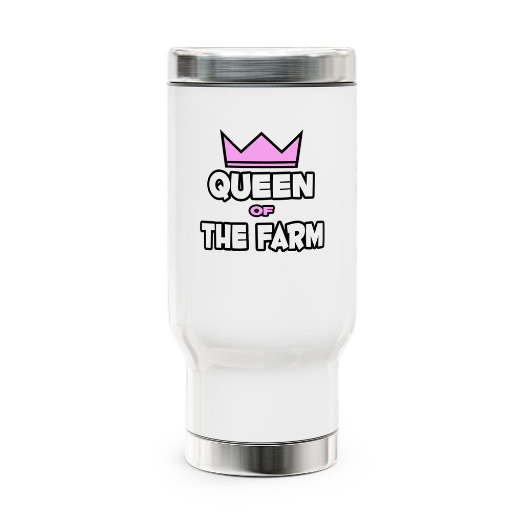 Queen of The Farm - Stainless Steel Travel Mug with Handle, 14oz