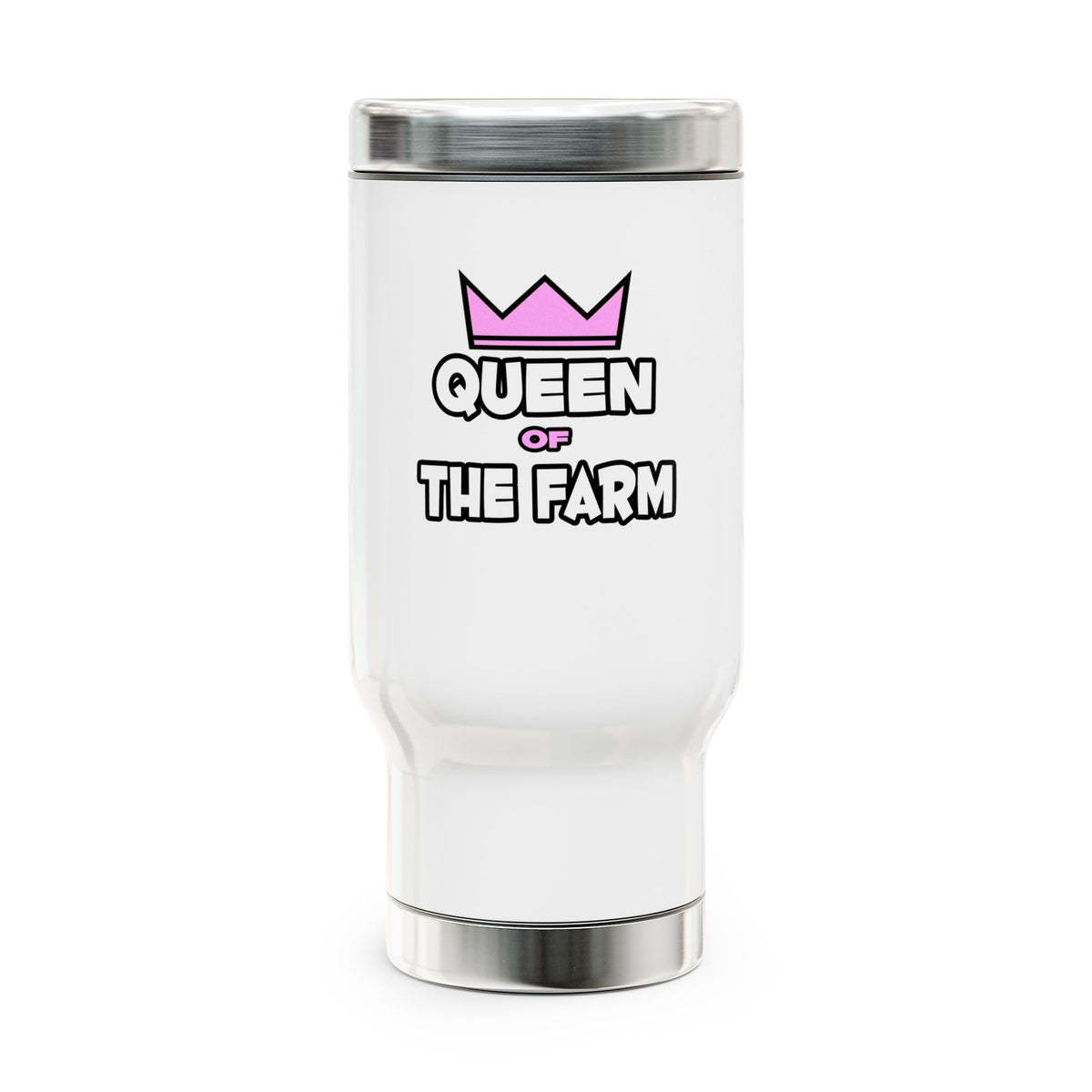 Queen of The Farm - Stainless Steel Travel Mug with Handle, 14oz