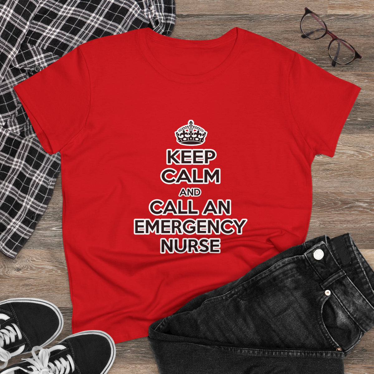 Keep Calm and Call an Emergency Nurse - Women's Midweight Cotton Tee