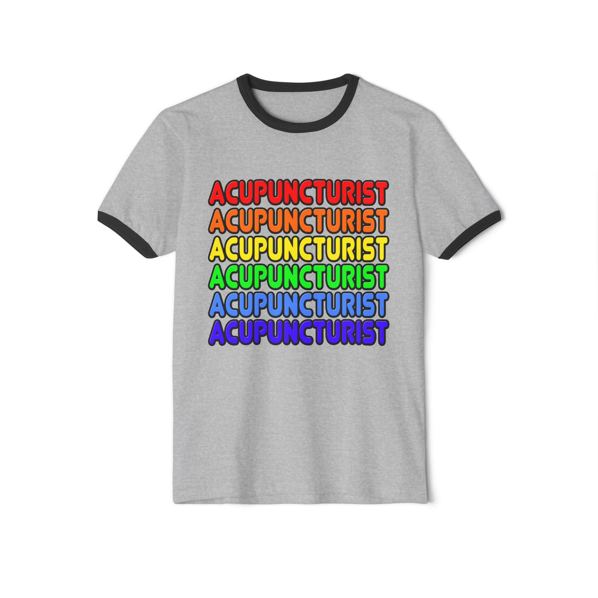 Rainbow Acupuncturist - Unisex Cotton Ringer T-Shirt