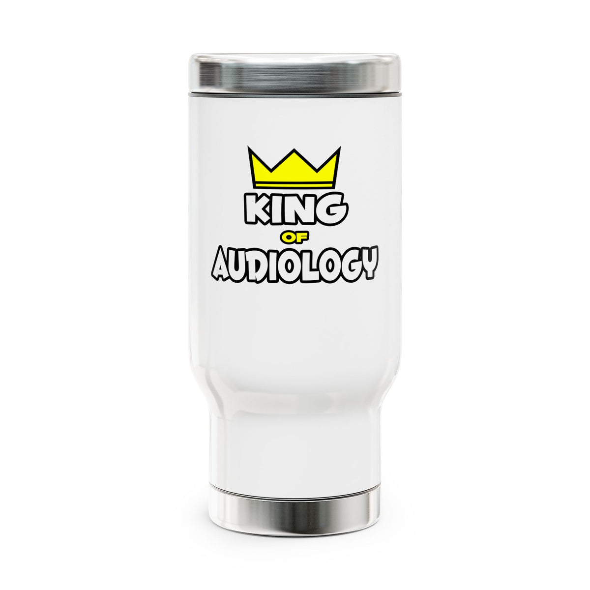 King of Audiology - Stainless Steel Travel Mug with Handle, 14oz