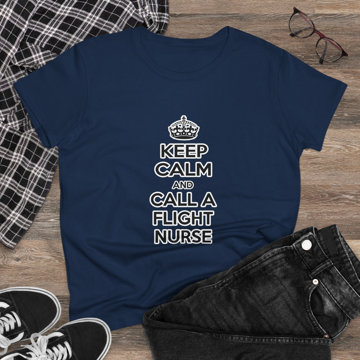 Keep Calm and Call a Flight Nurse - Women's Midweight Cotton Tee