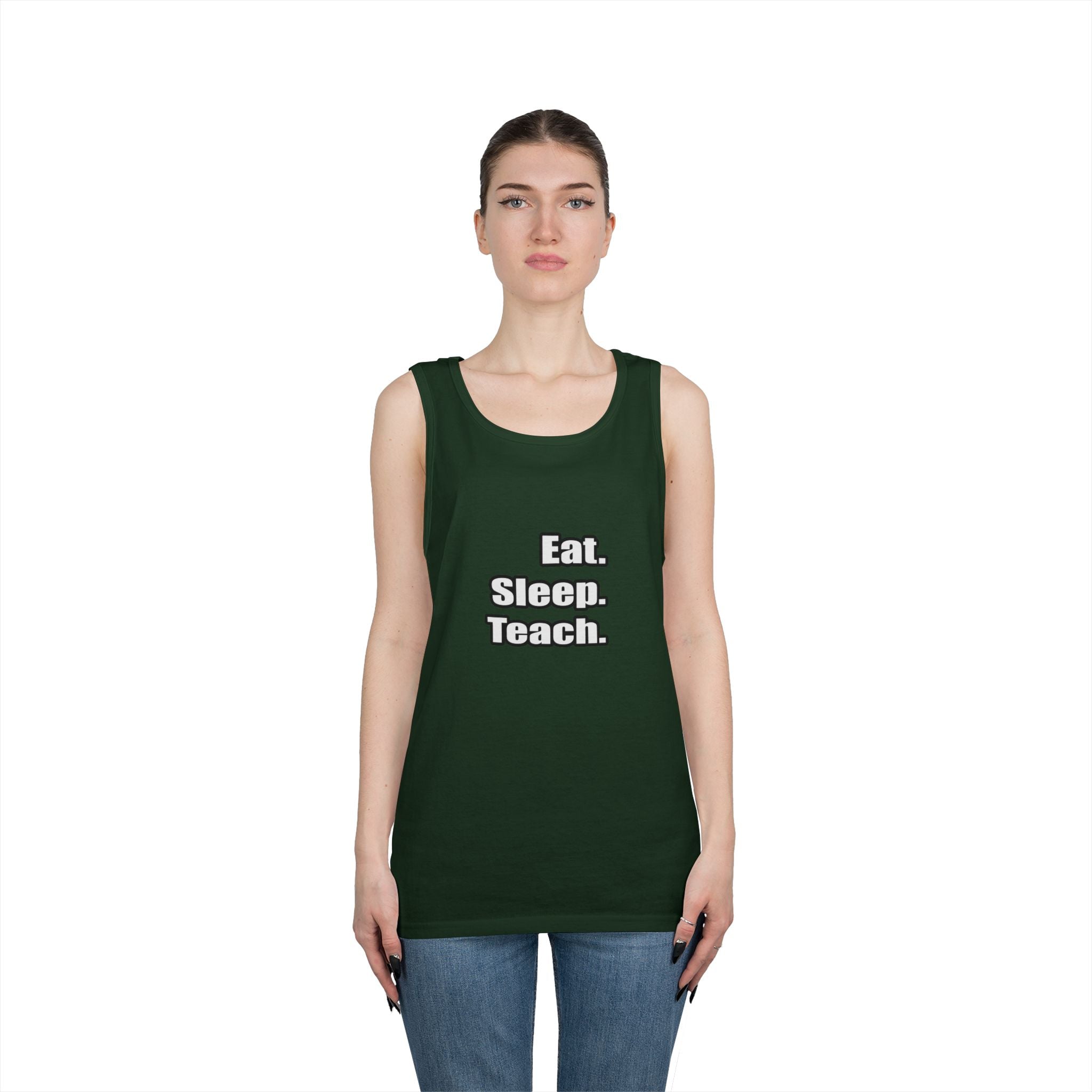 eat sleep teach - Unisex Heavy Cotton Tank Top