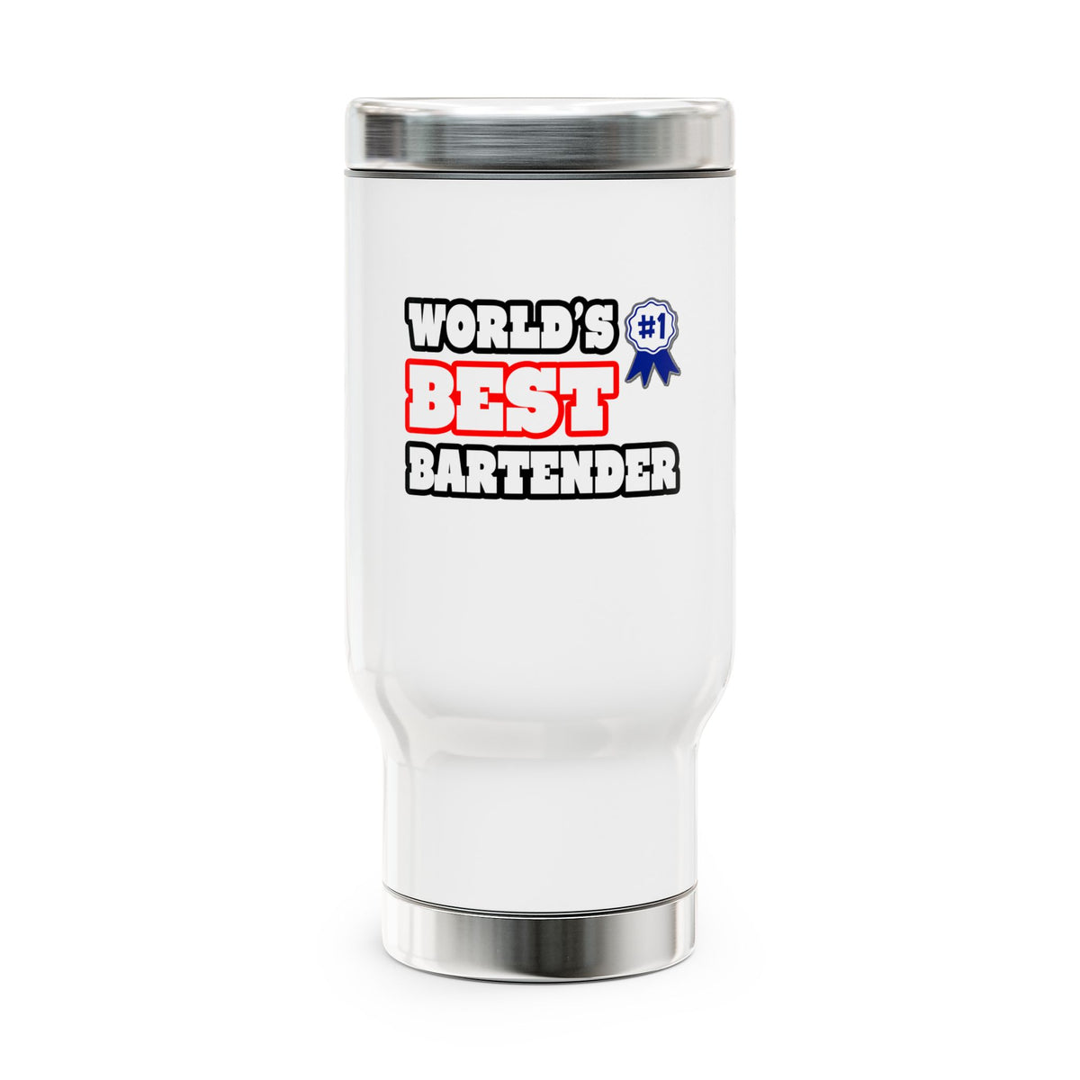 World's Best Bartender - Stainless Steel Travel Mug with Handle, 14oz