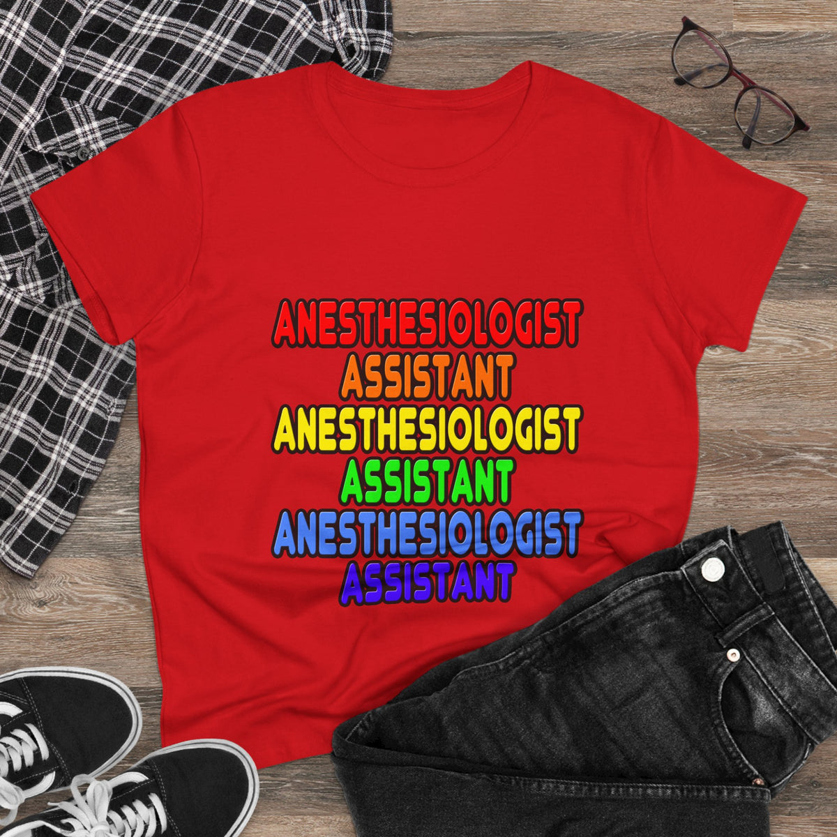 Rainbow Anesthesiologist Assistant - Women's Midweight Cotton Tee