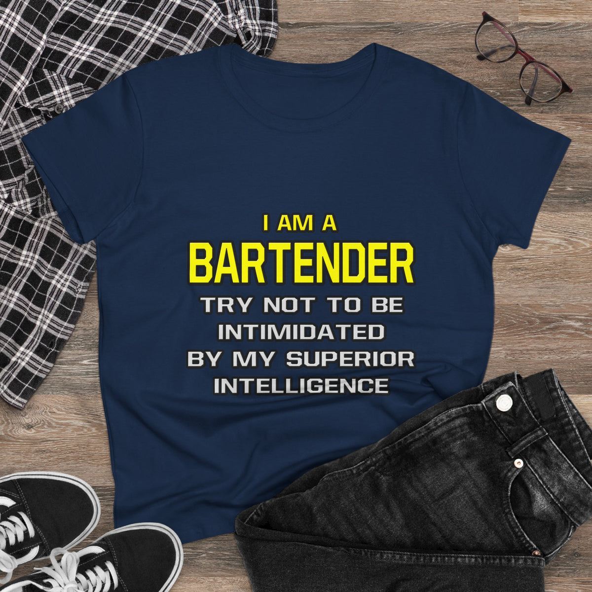 Bartender...Superior Intelligence - Women's Midweight Cotton Tee