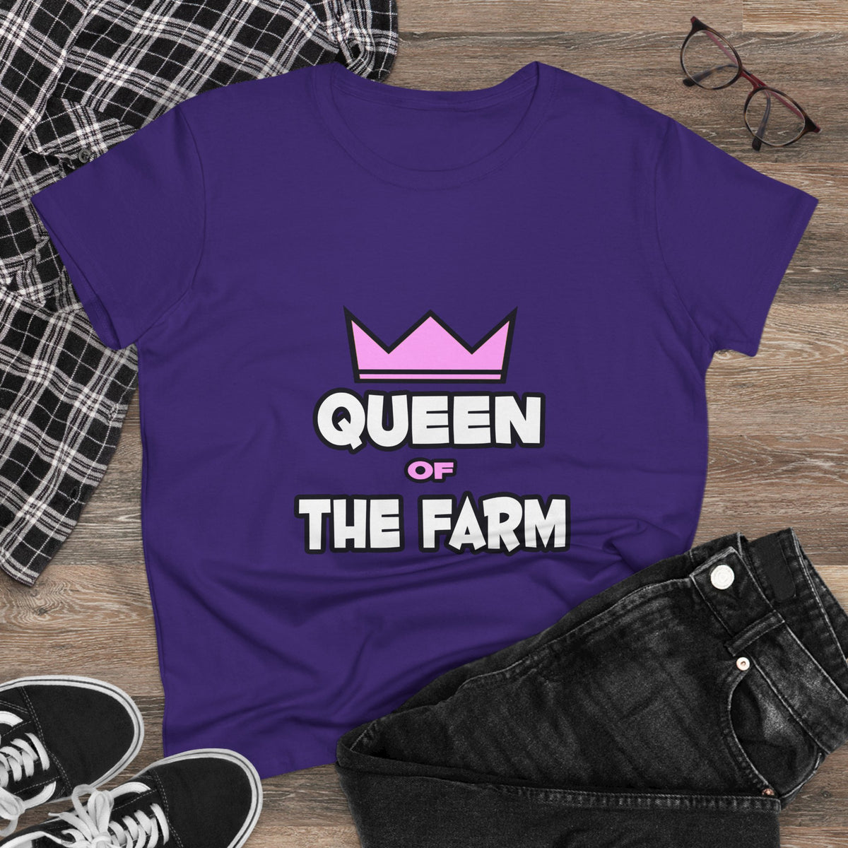 Queen of The Farm - Women's Midweight Cotton Tee