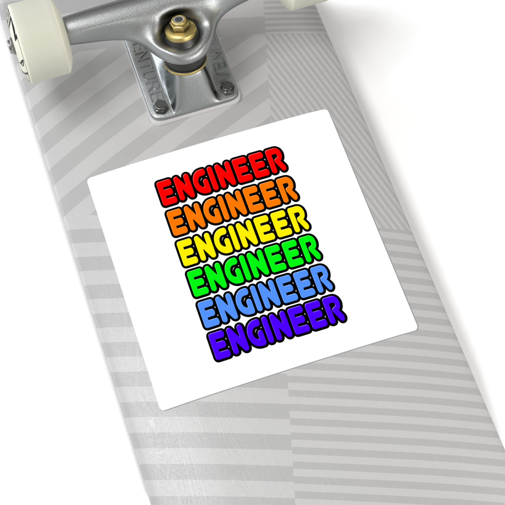 Rainbow Engineer - Square Stickers
