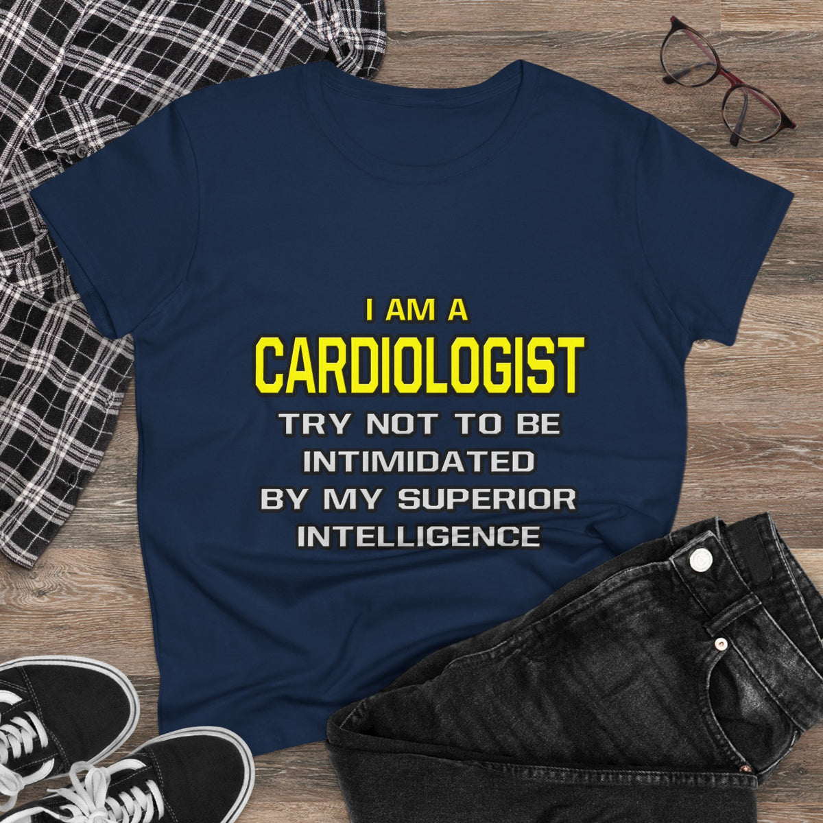 Cardiologist...Superior Intelligence - Women's Midweight Cotton Tee