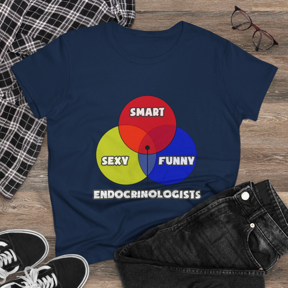 Venn Diagram .. Endocrinologists - Women's Midweight Cotton Tee