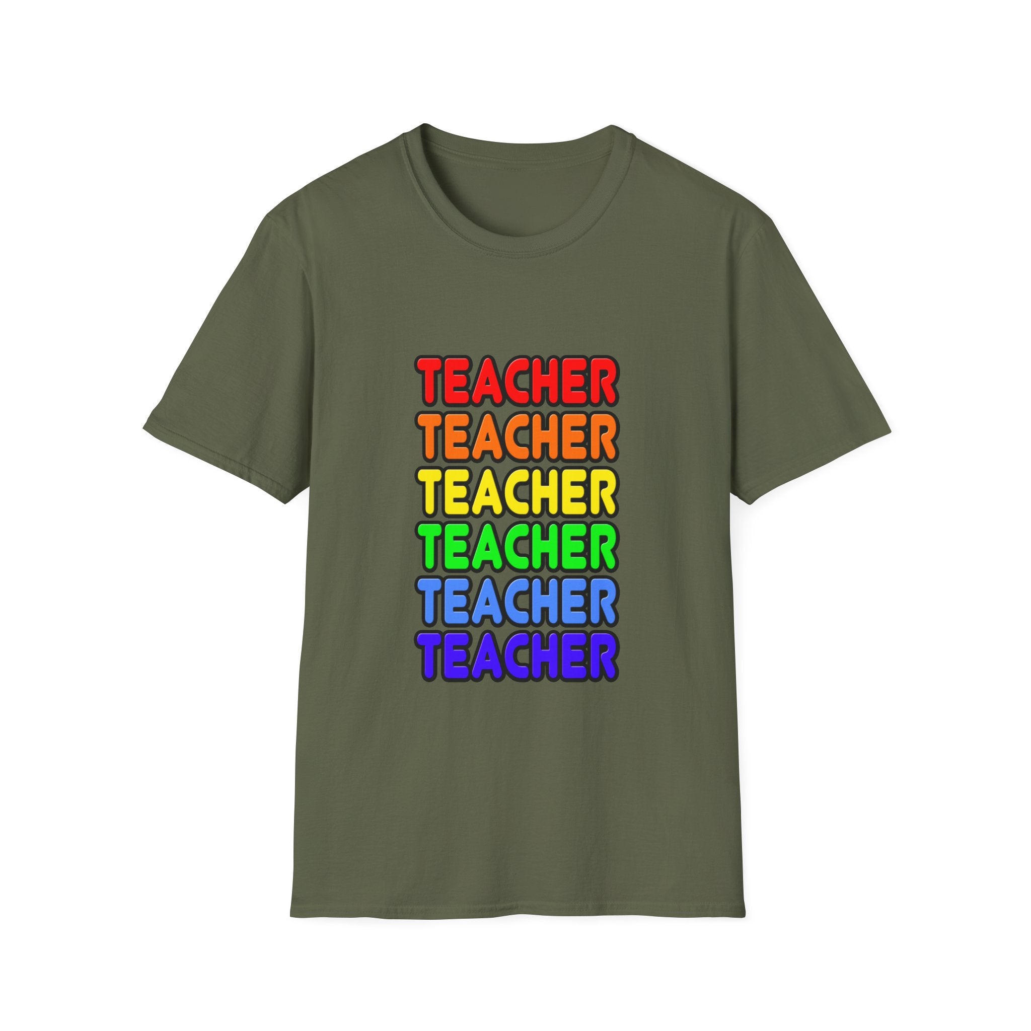 Rainbow Teacher - Unisex Softstyle T-Shirt