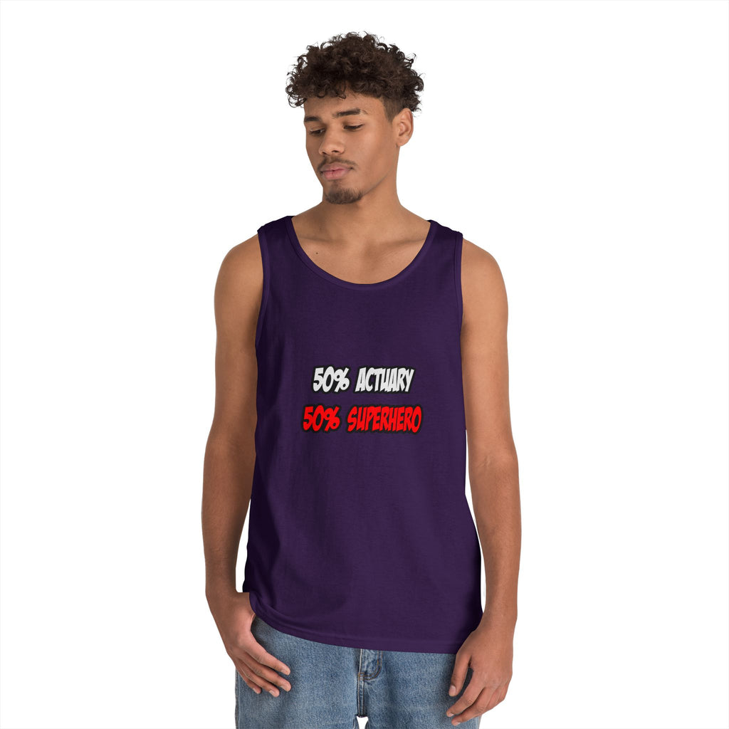 Half Actuary...Half Superhero - Unisex Heavy Cotton Tank Top