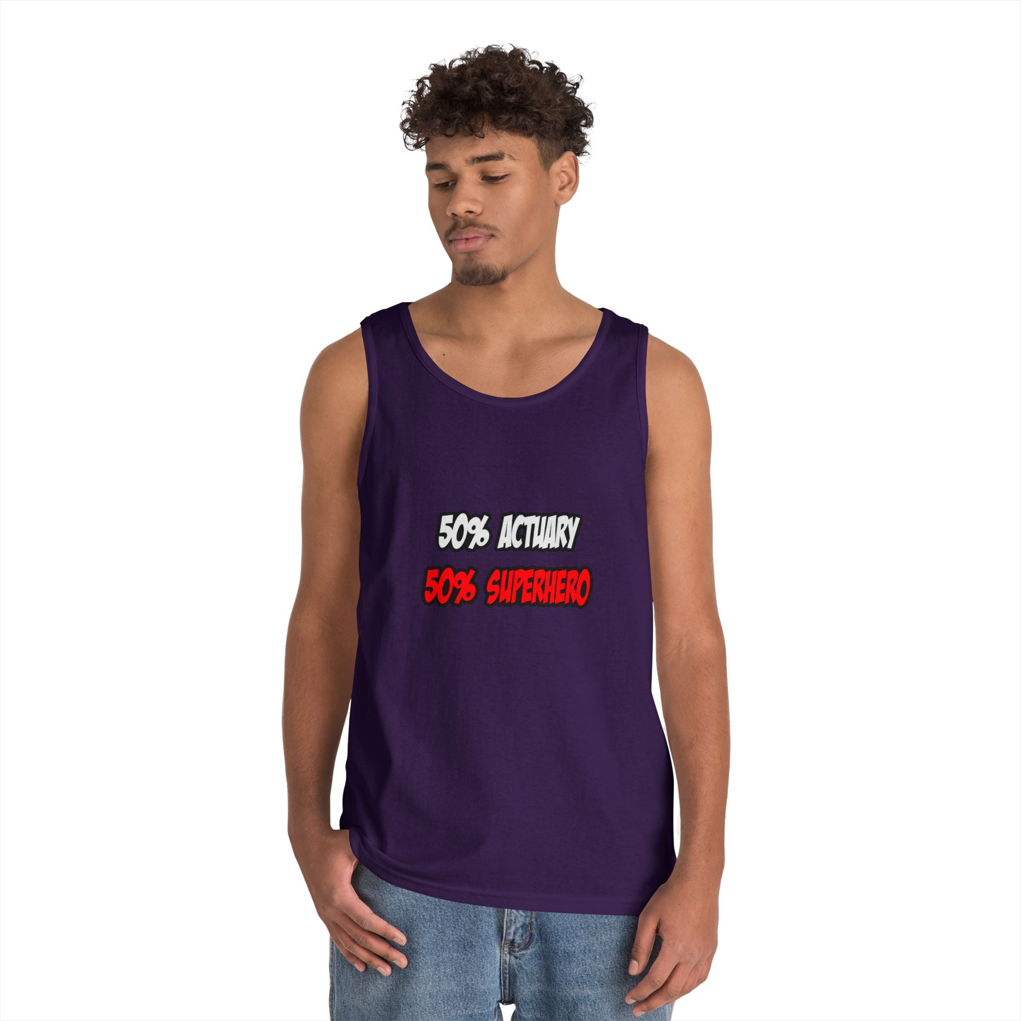 Half Actuary...Half Superhero - Unisex Heavy Cotton Tank Top