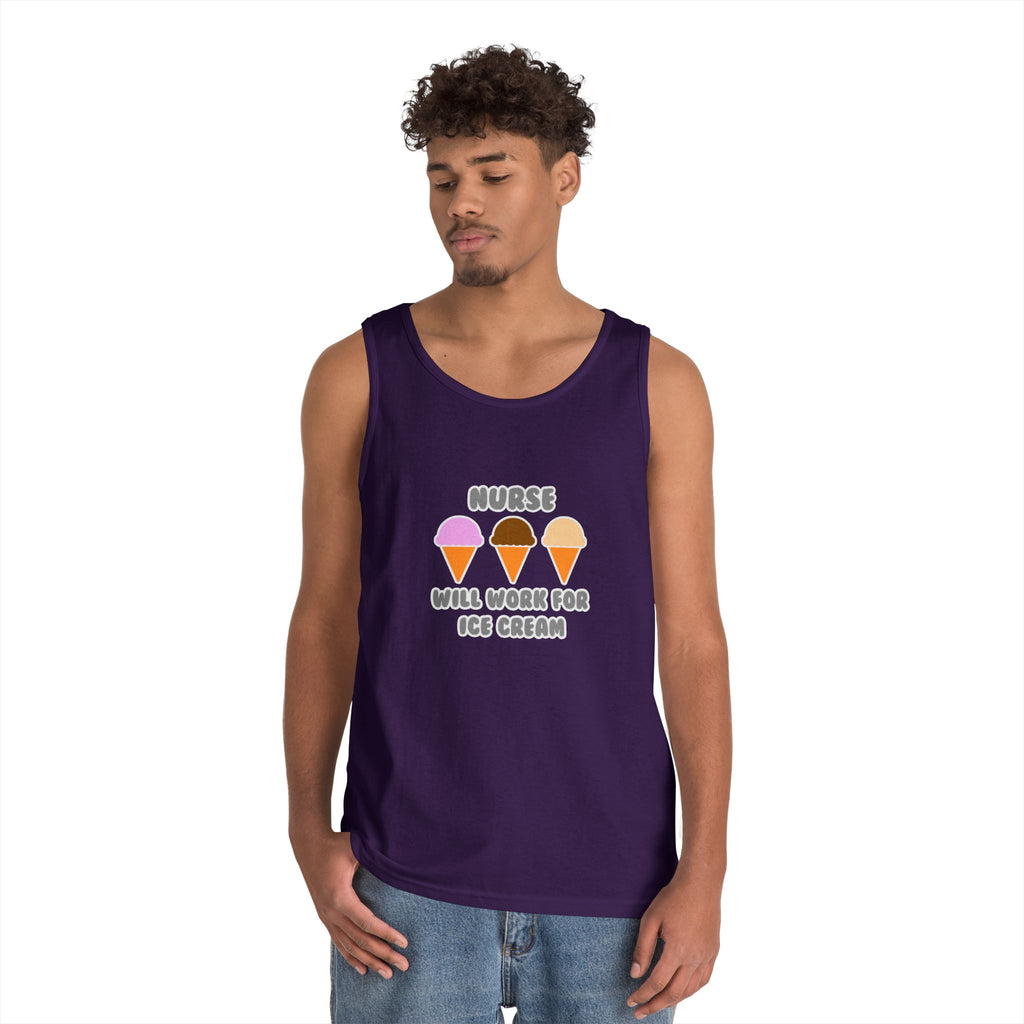 Nurse ... Will Work For Ice Cream - Unisex Heavy Cotton Tank Top