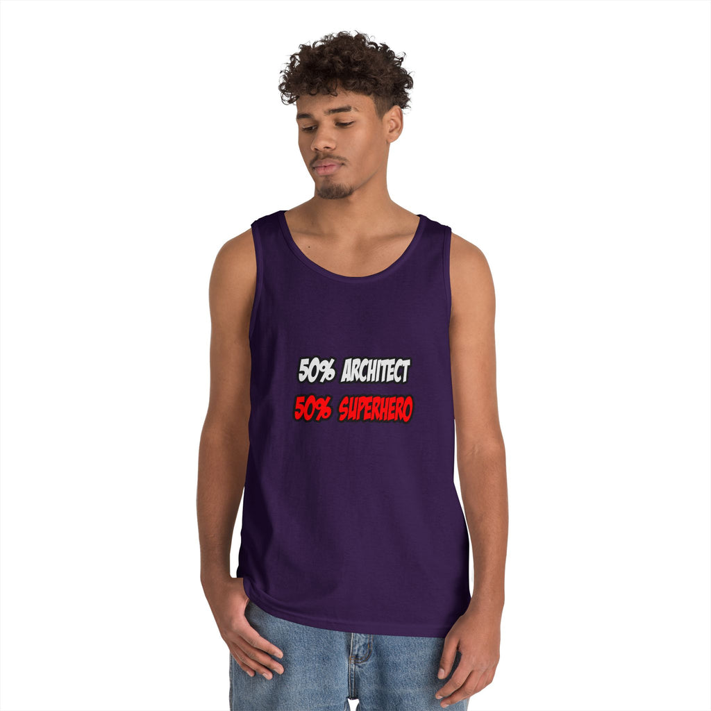 Half Architect...Half Superhero - Unisex Heavy Cotton Tank Top