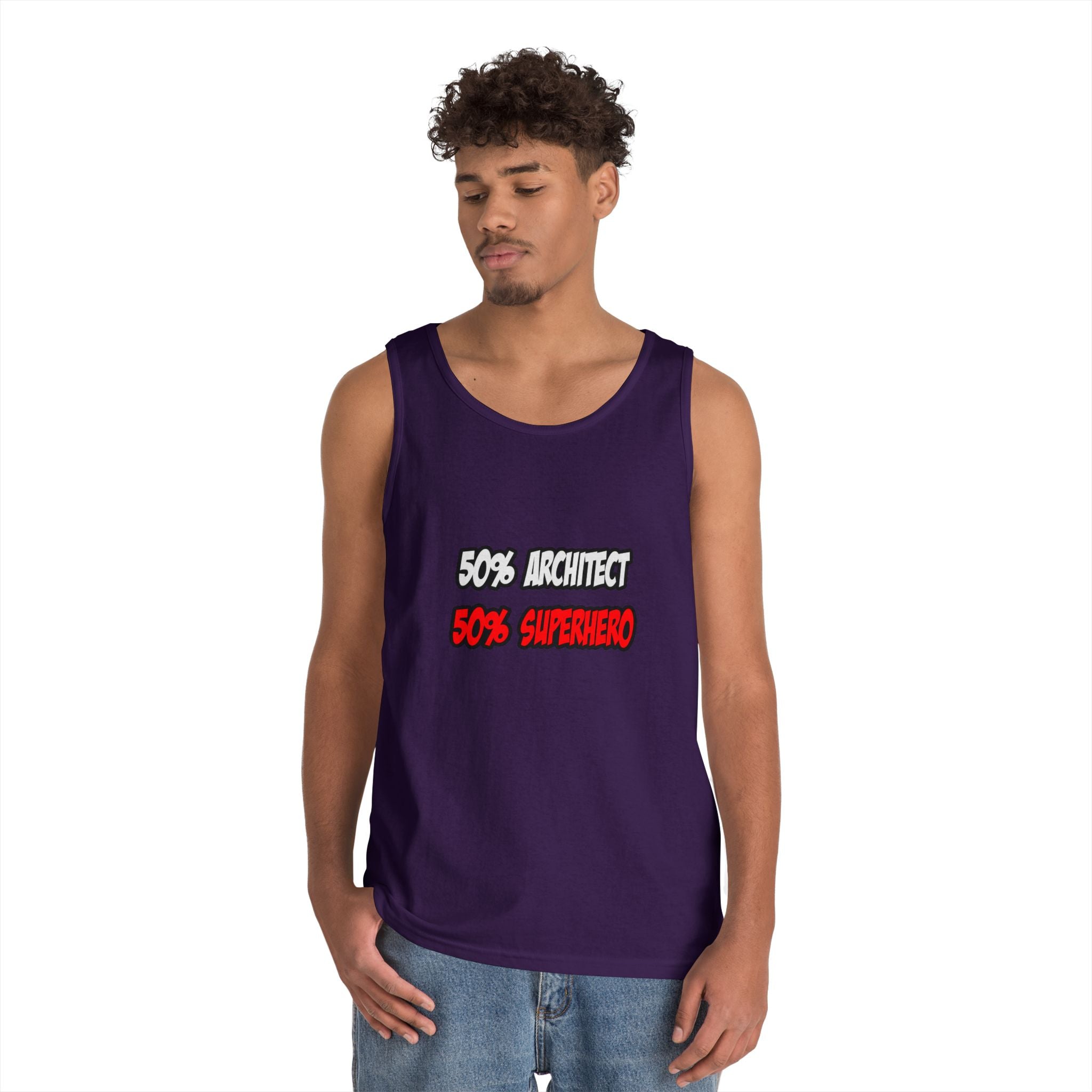 Half Architect...Half Superhero - Unisex Heavy Cotton Tank Top