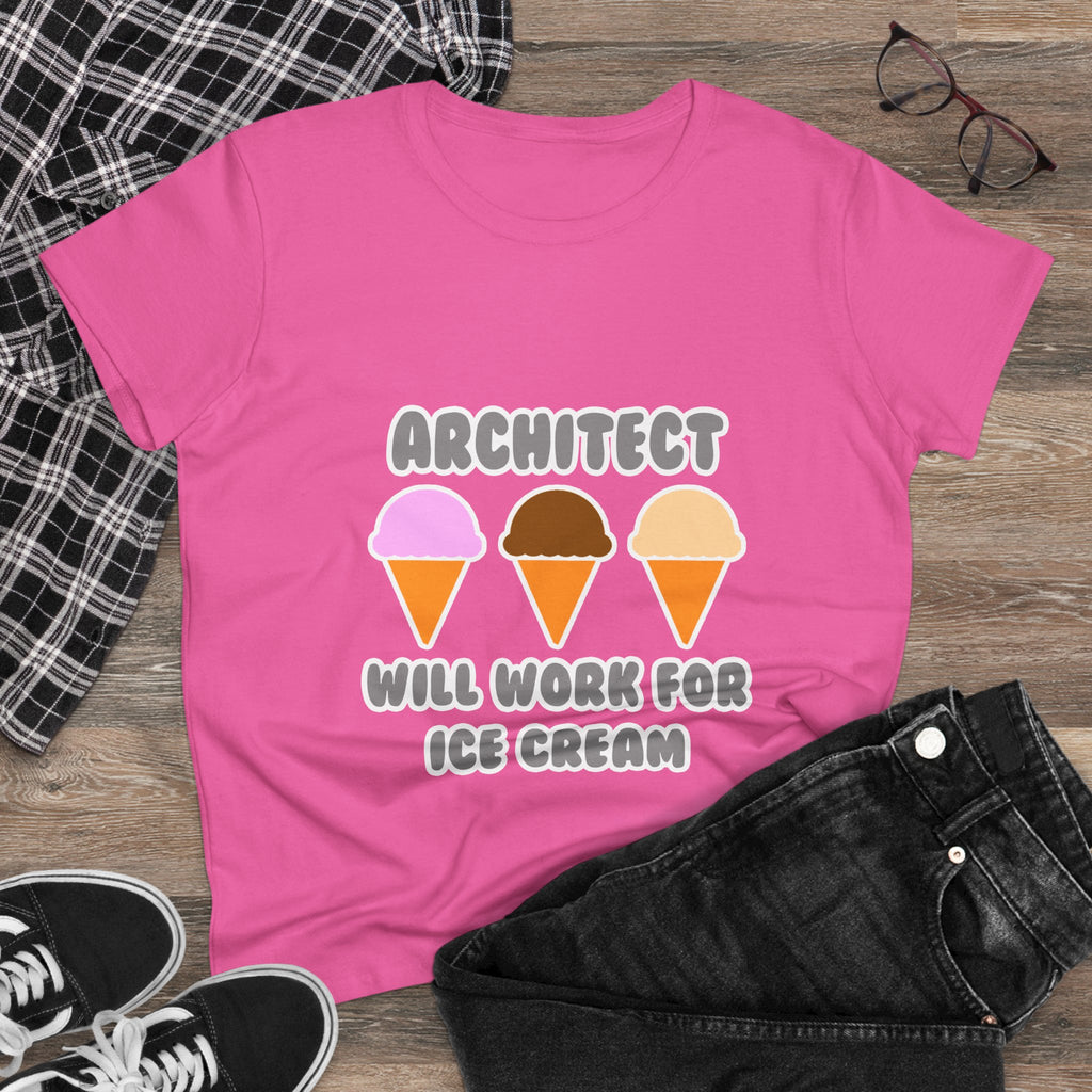 Architect ... Will Work For Ice Cream - Women's Midweight Cotton Tee
