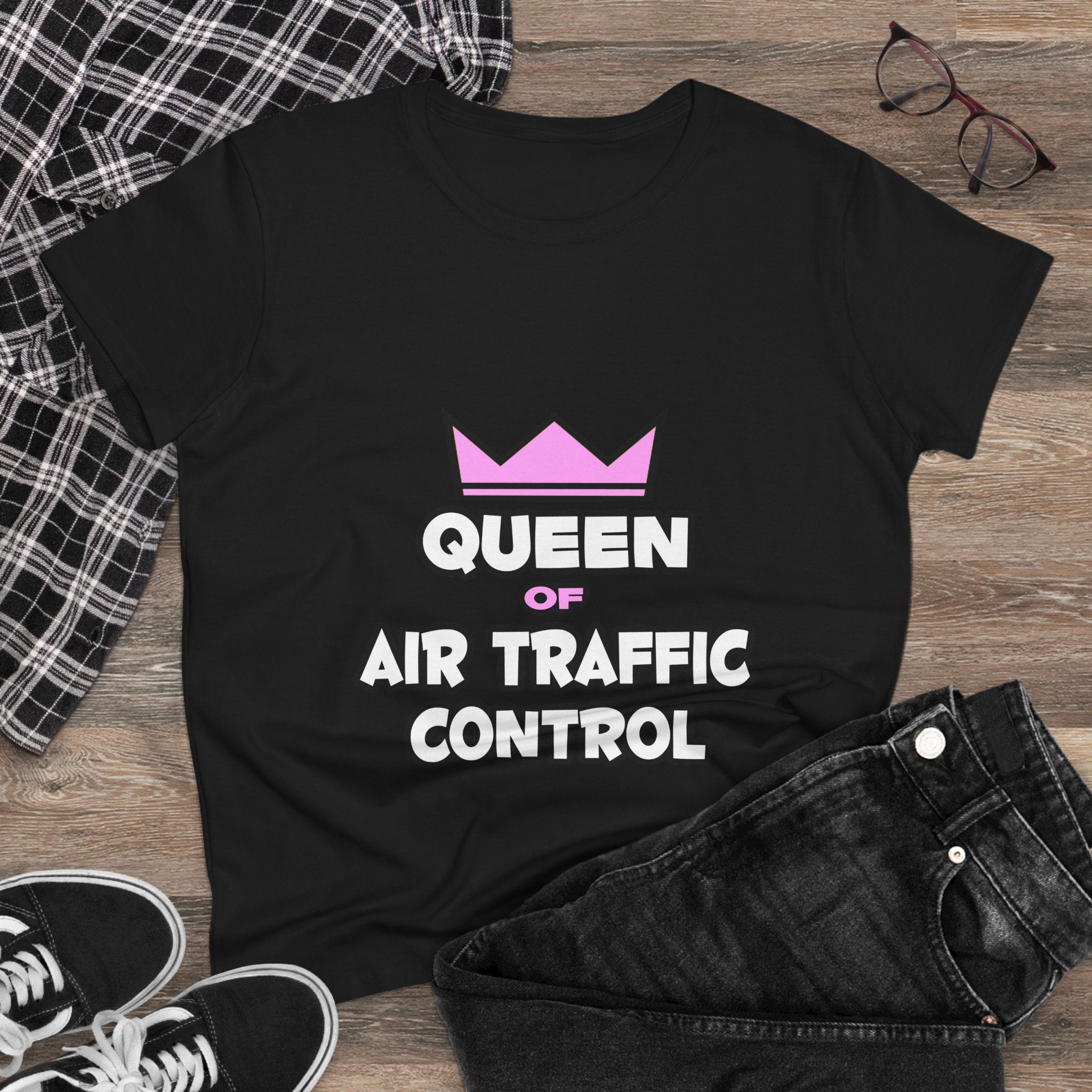 Queen of Air Traffic Control - Women's Midweight Cotton Tee
