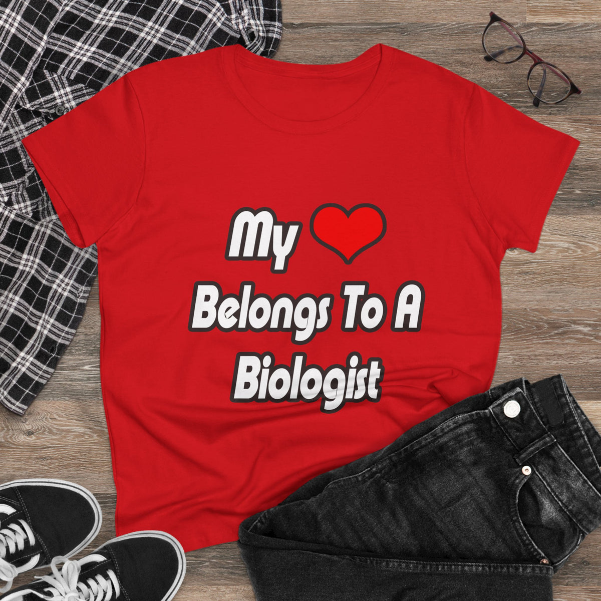 My Heart Belongs To A Biologist - Women's Midweight Cotton Tee