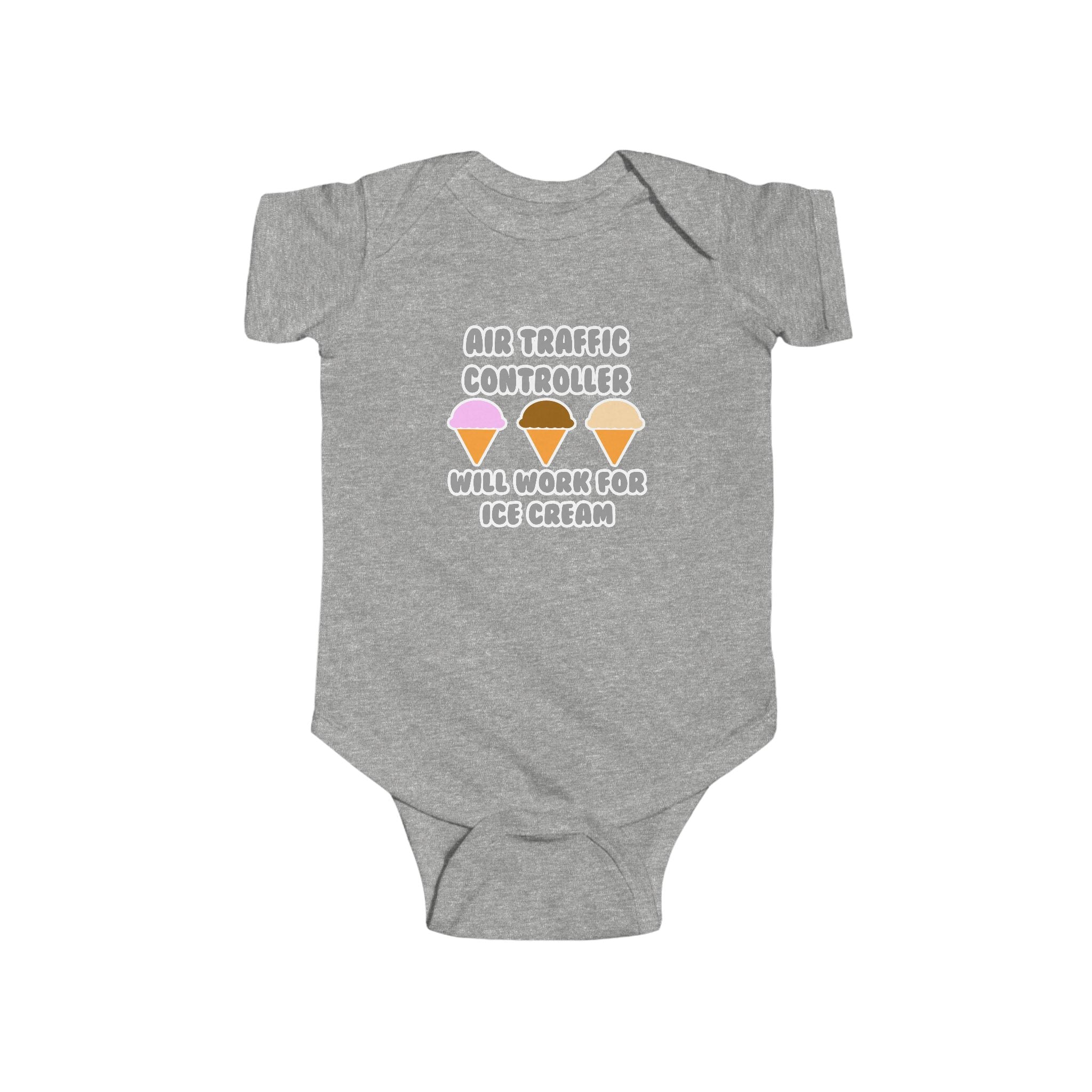 Air Traffic Controller ... Will Work For Ice Cream - Infant Fine Jersey Bodysuit