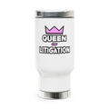 Queen of Litigation - Stainless Steel Travel Mug with Handle, 14oz