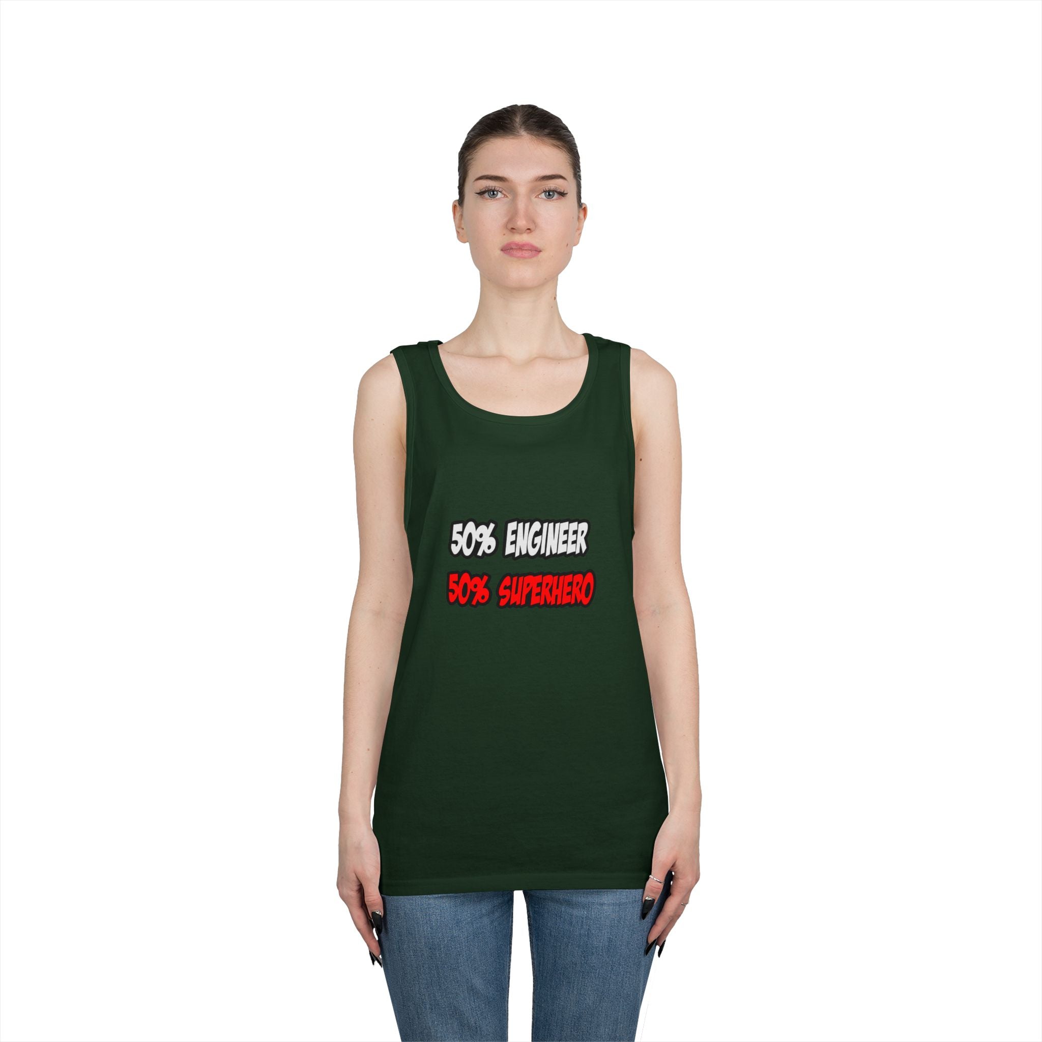 Half Engineer...Half Superhero - Unisex Heavy Cotton Tank Top